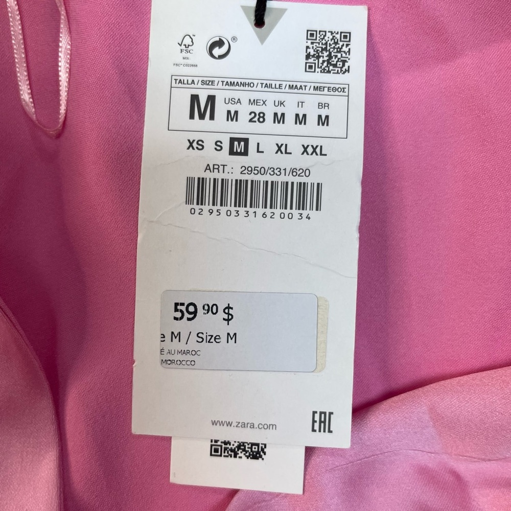 Zara Light Pink Satin Wrap-Style Mini Dress - Picture 9 of 12